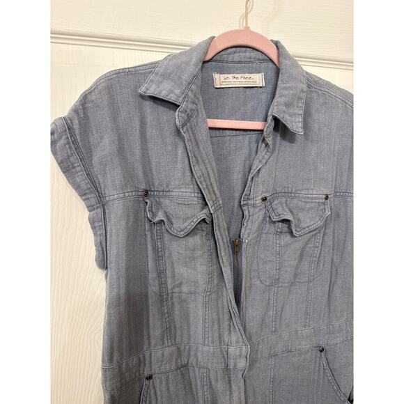 We the Free Just Say When Denim Blue Linen Blend Tunic Top, XS - Picture 5 of 8